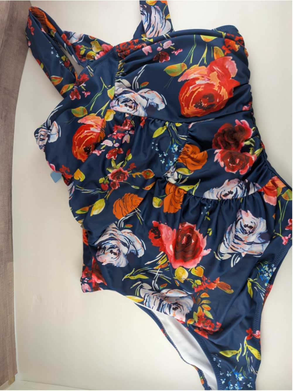Cupshe Navy Floral One Piece Swimsuit L